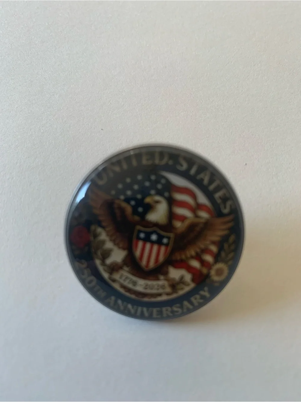 Patriotic Eagle 250th Anniversary Decorative Pin - Brown, Red, Blue